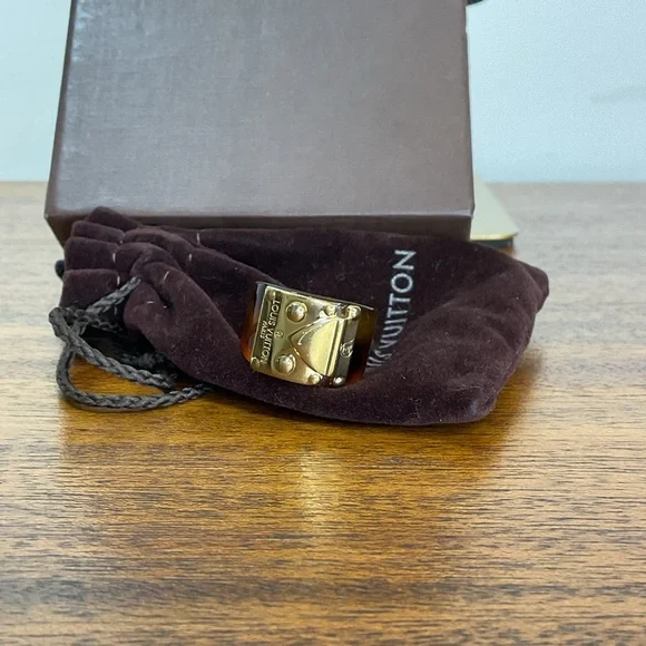 Louis Vuitton Gold and Tan Ring